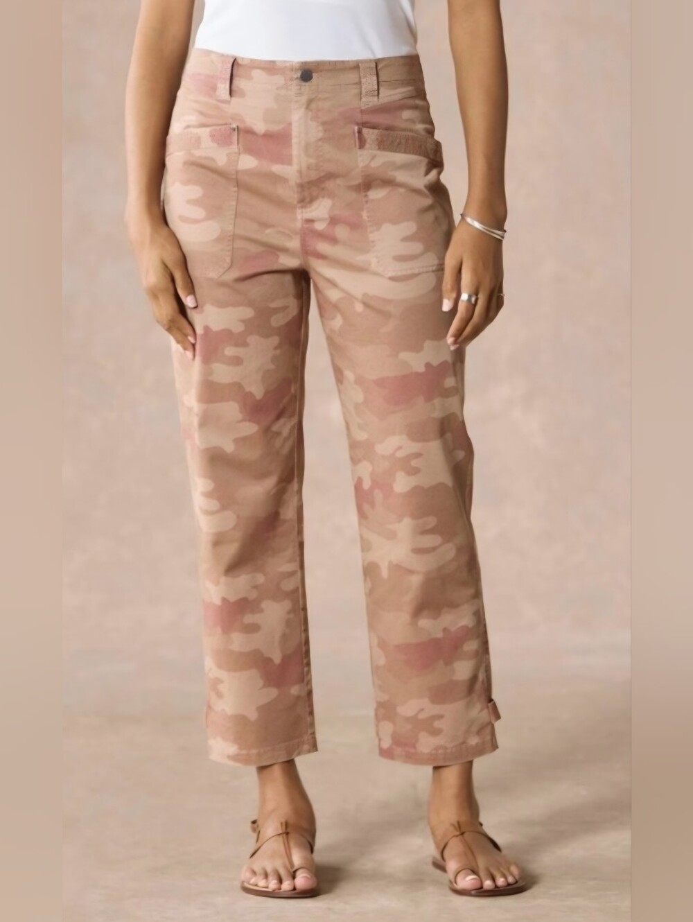 ​Sundance Camo Hayes Vanilla Cargo Pants Size 6 Neutral Boho Lagenlook